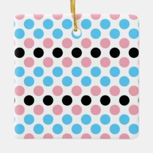 Black transgender Pride Flag Colours Polkadots Ceramic Ornament