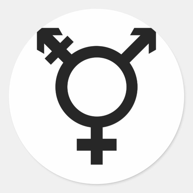 Black Transgender Symbol Classic Round Sticker (Front)