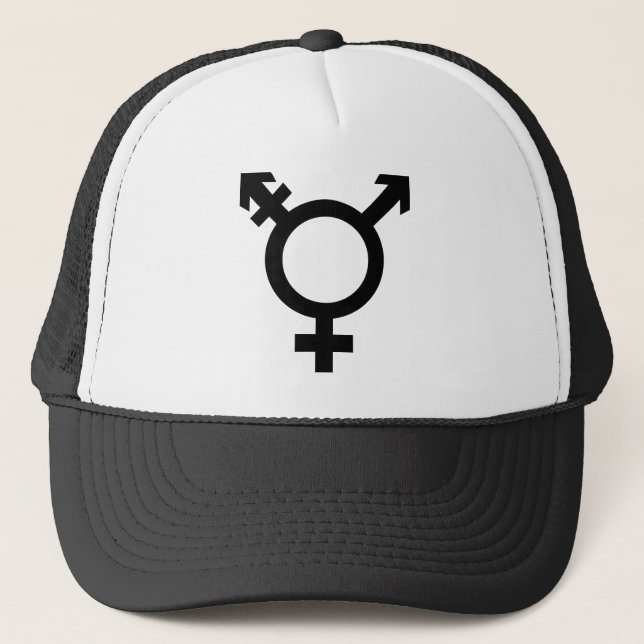 Black Transgender Symbol Trucker Hat (Front)