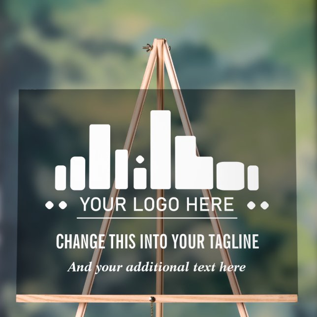 Black Translucent Your Logo & Taglines Business Acrylic Sign (Neutral)