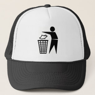 Black Trash Can Sign Trucker Hat