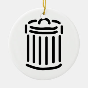 Black Trash Can Symbol Ceramic Tree Decoration