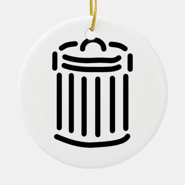 Black Trash Can Symbol Ceramic Tree Decoration (Front)