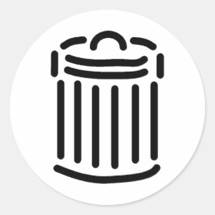 Black Trash Can Symbol Classic Round Sticker