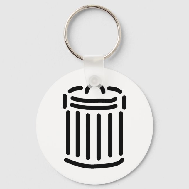 Black Trash Can Symbol Key Ring (Front)