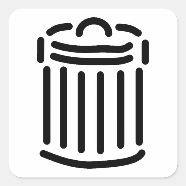 Black Trash Can Symbol Square Sticker (Front)