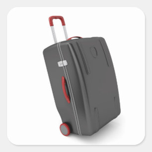 Black travel bag square sticker