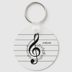 Black Treble Clef Key Ring