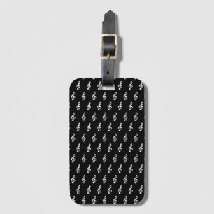 Black Treble Clef Music Luggage Tag