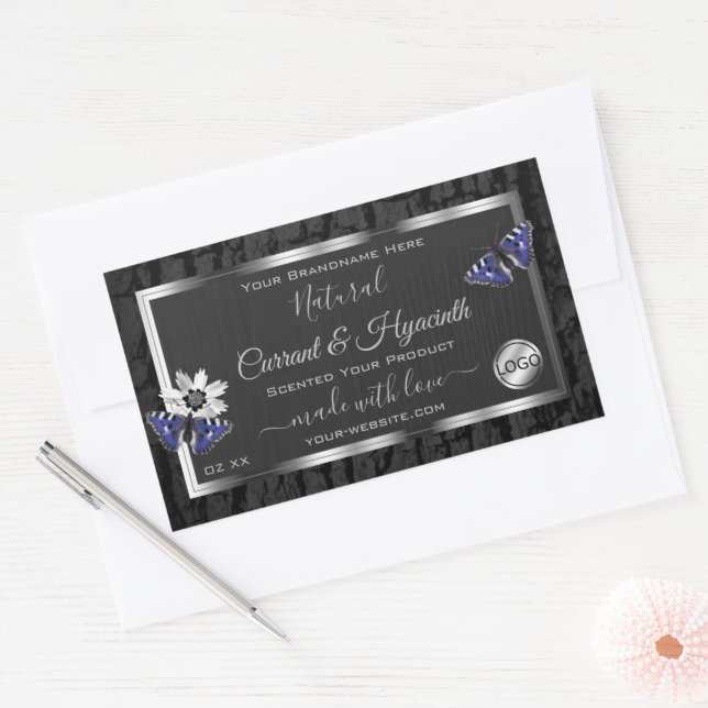 Black Tree Bark Silver Frame Product Labels Logo (Envelope)