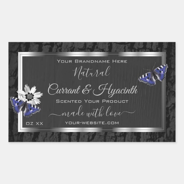 Black Tree Bark with Silver Frame Product Labels (Front)