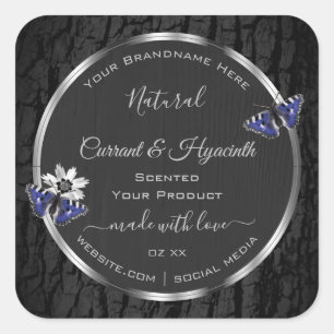 Black Tree Bark with Silver Frame Product Labels