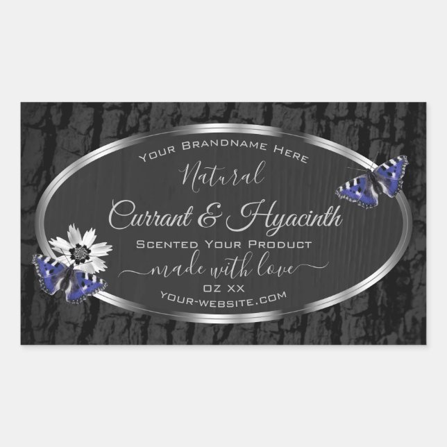 Black Tree Bark with Silver Frame Product Labels (Front)