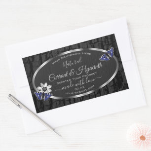 Black Tree Bark with Silver Frame Product Labels