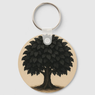 Black Tree Necklace – Minimal Nature Pendant Key Ring