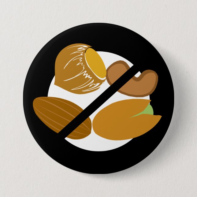 Black Tree Nut Free Nut Allergy Kids 7.5 Cm Round Badge (Front)