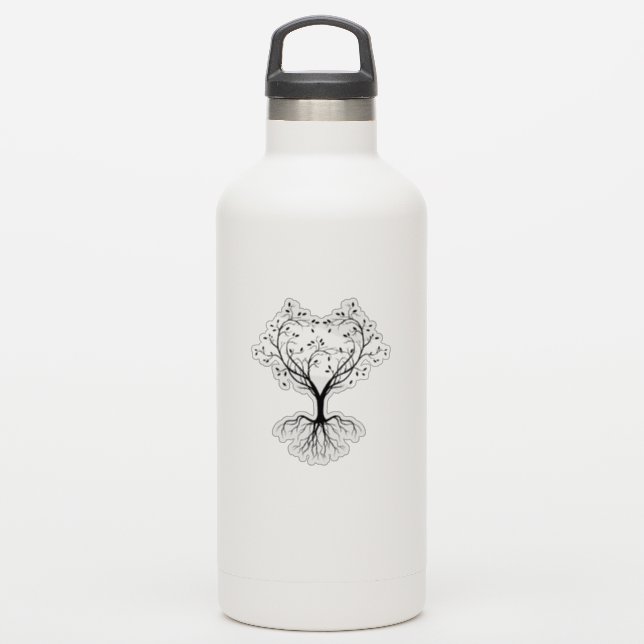 Black Tree of life heart water bottle (Waterbottle)