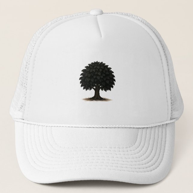 Black Tree Silhouette Cap – Minimal Nature Hat (Front)