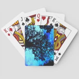 Black Trees Turquoise Periwinkle Space Playing Cards