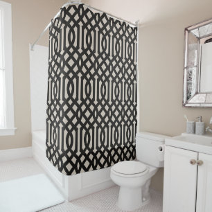Black Trellis   Modern Farmhouse Bathroom Decor Shower Curtain