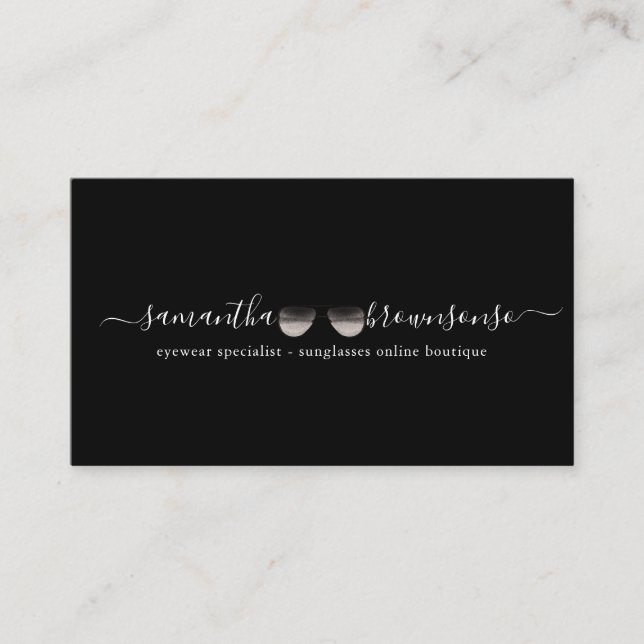 Black Trend Online boutique Eyewear sun Glasses Business Card (Front)