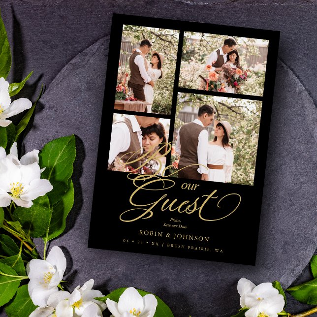 Black Trendy Collage 4 Photos Luxury Script  (Creator Uploaded)