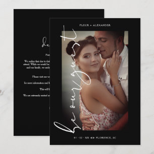 Black Trendy Photo Be Our Guest Minimalist Wedding Save The Date
