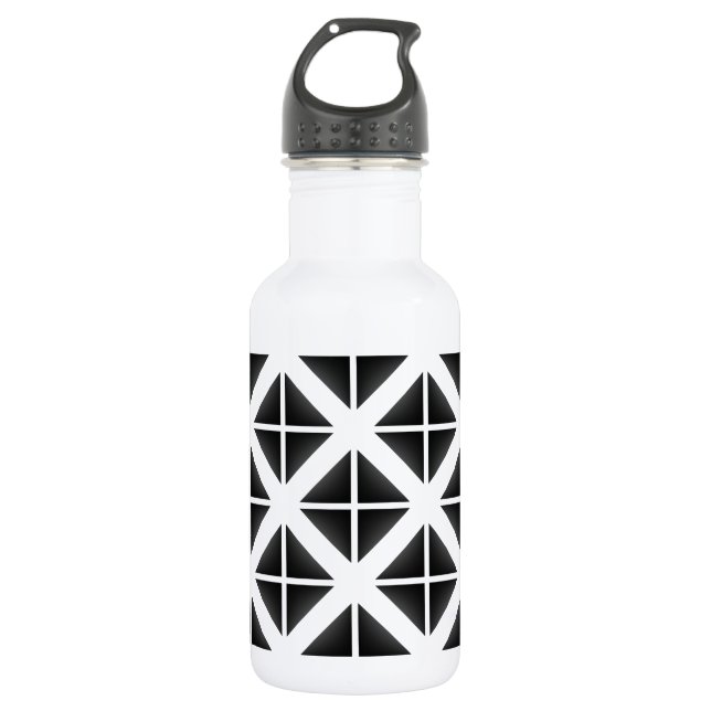 Black Trendy Triangle Pattern 532 Ml Water Bottle (Front)