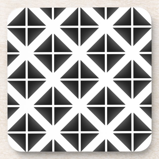Black Trendy Triangle Pattern Coaster (Front)