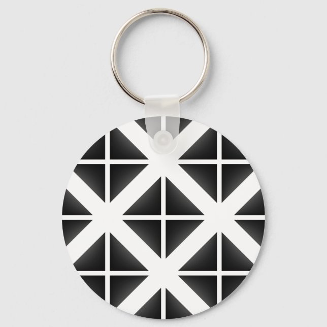 Black Trendy Triangle Pattern Key Ring (Front)