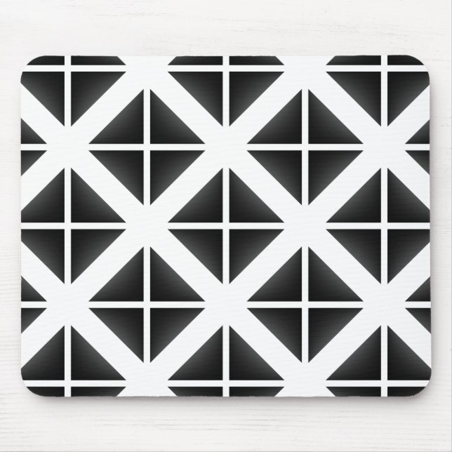 Black Trendy Triangle Pattern Mouse Mat (Front)
