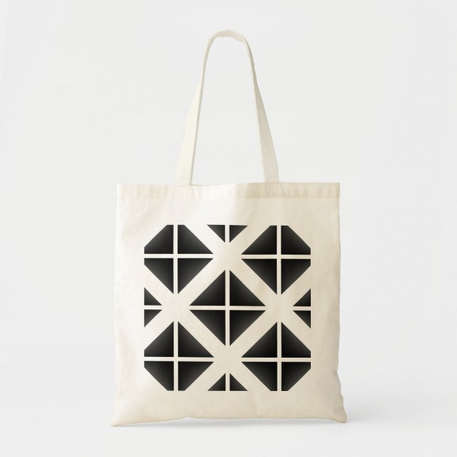 Black Trendy Triangle Pattern Tote Bag (Front)
