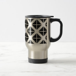 Black Trendy Triangle Pattern Travel Mug