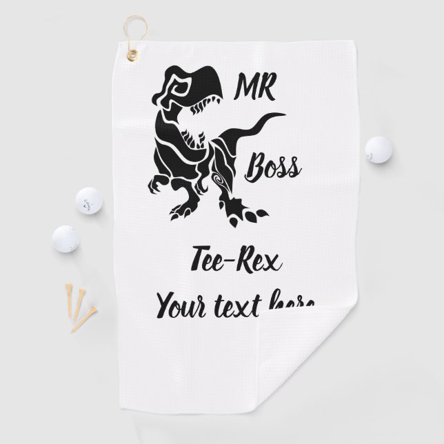 Black Trex the Boss Dino Golf Towel (InSitu)