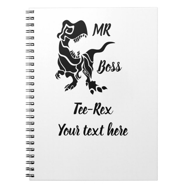 Black Trex the Boss Dino Notebook (Front)