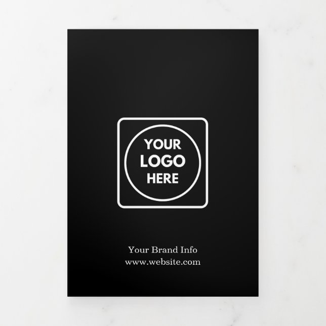 Black Tri-Fold Brochure | Custom Business Logo  (Cover)