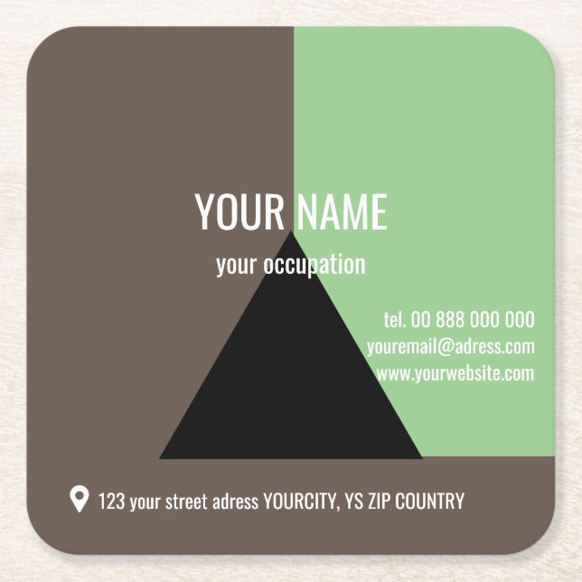 BLACK TRIANGLE Square, 2.5" x 2.5" Business Card S Square Paper Coaster (Front)