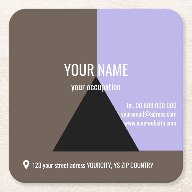 BLACK TRIANGLE Square, 2.5" x 2.5" Business Card Square Paper Coaster (Front)