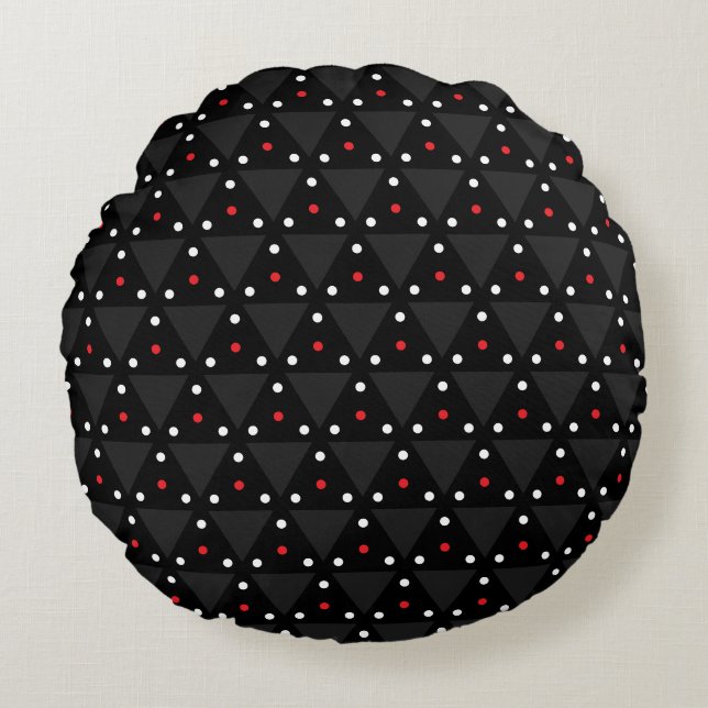 Black Triangle UFO Pattern Modern Abstract Round Cushion (Front)