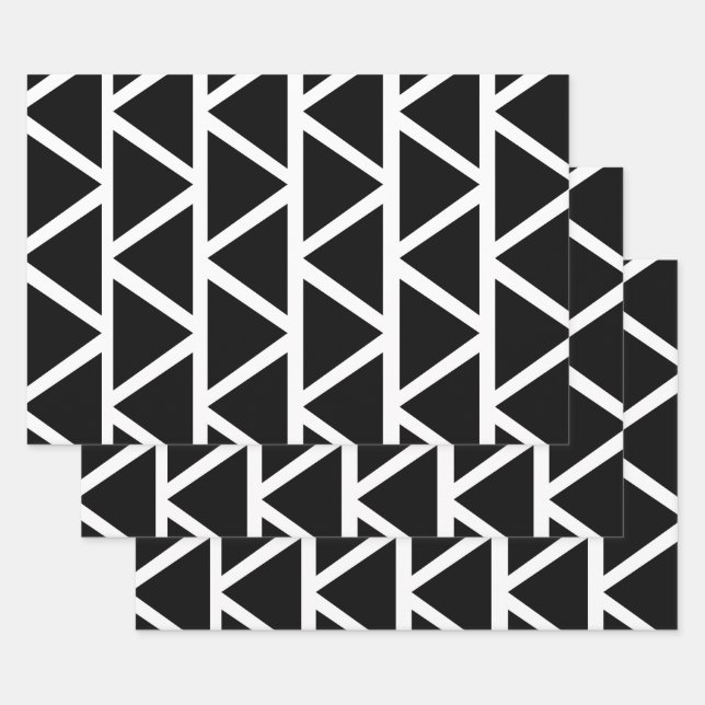 Black Triangles Wrapping Paper Sheet (Set)