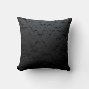 Black triangular abstract background, Grunge surfa Cushion