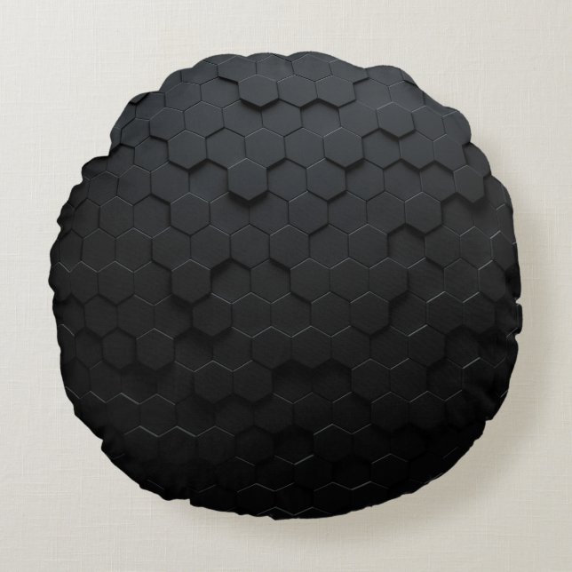 Black triangular abstract background, Grunge surfa Round Cushion (Front)