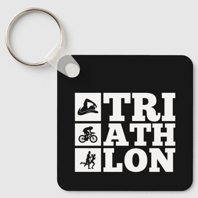 Black • Triathlon Motivation Poster Key Ring (Front)
