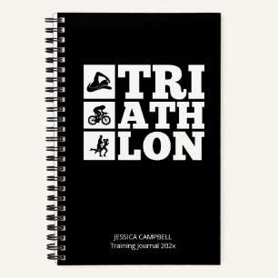 Black • Triathlon Training Log & Motivation Notebook