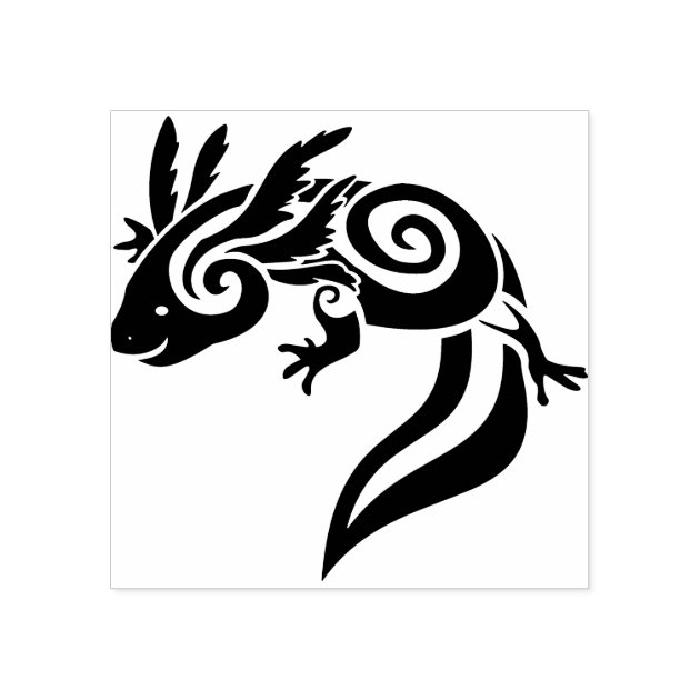 Black Tribal Axolotl Mexican Salamander Rubber Stamp Zazzle