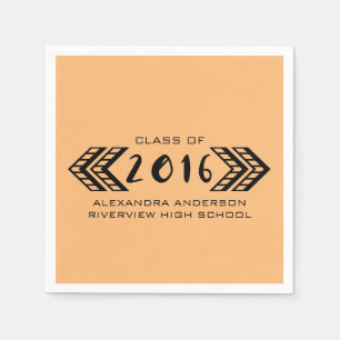 Black Tribal Aztec Graduation Paper Napkins