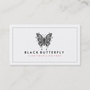 Black tribal Butterfly With White Background Business Card