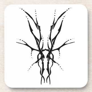 Black Tribal Deer Skull Hunting Design Coaster