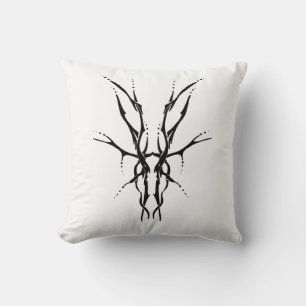 Black Tribal Deer Skull Hunting Design Cushion