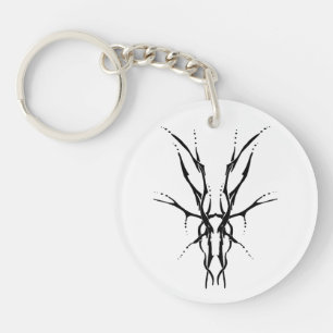 Black Tribal Deer Skull Hunting Design Key Ring